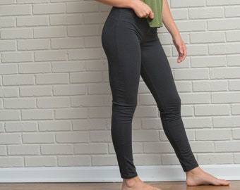 Hemp Leggings - Woman's Athletic Hemp Clothing Black or Gray XS-XXL Tall and Regular