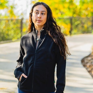 Hemp Fleece Zip Jacket: Organic Cotton Blend, Mandarin Collar