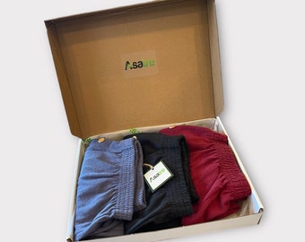 Hemp Boxer Shorts|Eco-friendly Hemp and Organic Cotton Underwear|Men's Boxer Gift Set - 3 Boxers