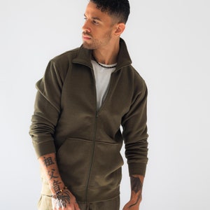 Hemp Jacket for Men, Organic Fleece Zip Up Outerwear, Eco-Friendly Fall Winter Coat, Durable All-Purpose Zipper Jacket in Black or Olive