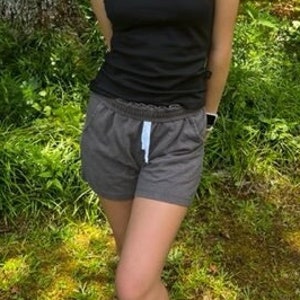 Women's Hemp Athletic Jersey Shorts, Hemp and Organic Cotton Casual Draw String Shorts Gray, Black S-XL image 5