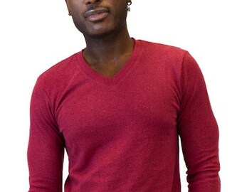 Men's Hemp Long Sleeve V-Neck Shirt, Eco-friendly Hemp and Organic Cotton Urban Shirt