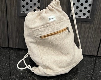 Hemp Drawstring Gym Bag, Travel Bag, Grocery Bag - Handmade Hemp Bag- Asatre String Backpack