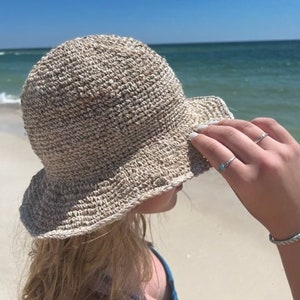 Hemp Hat, Organic Hemp Hat, Crochet Hemp Hat, Handmade Crochet Hat, Unisex Hat, Beach Hat, Natural Hat,Natural Dye Hemp Hat, Hemp Sun Hat Solid