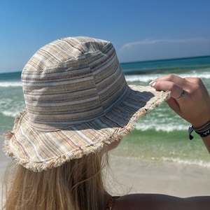 Hemp Linen Sun Hat, Unisex Beach Sun Hat, Natural Hippie Hat, Unisex, Handmade in Nepal, Eco-friendly Hat