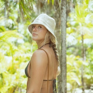 Hemp Bucket Hat, Beach Panama Sun Hat, Natural hippie Hat, Unisex, Solid Color Hemp Bucket Hats image 1