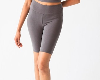 Women’s Hemp Bike Shorts • Lightweight Cotton Blend • Casual Everyday Fit Biker Short • Soft Breathable Yoga Shorts • Sustainable Clothing