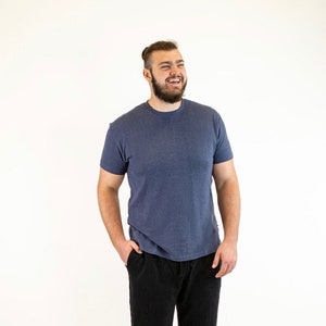 Men's Hemp T-Shirt, Hemp and Organic Cotton Urban Crew Shirt, Blue, Gray, Olive, Burgundy, Natural, or Black S-XXL Asatre Blue