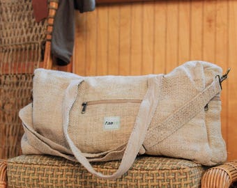 Hemp Duffel • Weekend Bag Travel Essential Gym Carrier • Natural Duffel Bag Plain • Hemp Sports Bag • Asatre Design Minimalist Style