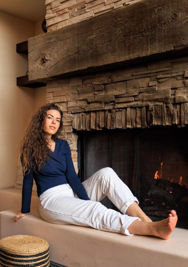 Hemp Cotton Shirt • Layering Top • Sustainable Clothing • Eco Friendly Hemp Blend Vneck • Athletic Wear Breathable Fabric Hiking Outdoor image 15