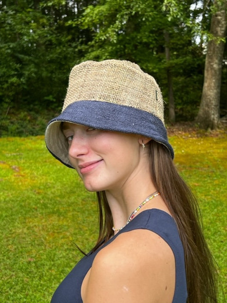 Hemp Bucket Hat, Beach Panama Sun Hat, Natural hippie Hat, Unisex, Handmade in Nepal, Eco-friendly Hat image 7