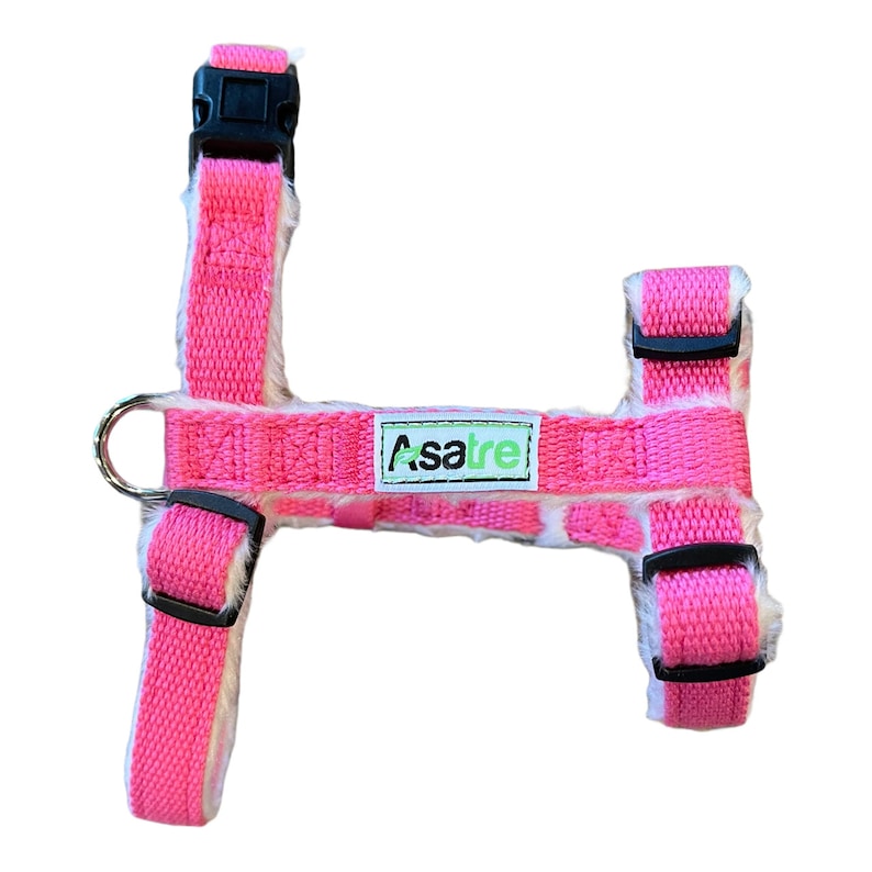 Hemp Dog Harness, Adjustable Pet Harness by Asatre Red, Black, Beige, Brown, Pink or Green Pink