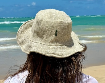 Hemp Hat for Men Sun Hat Natural Solid Eco-Friendly Wide Brim Hat Handmade Summer Beach Hat Foldable Travel Hat for Women Boho Festival Hat