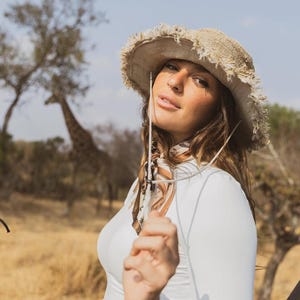 Hemp Safari Hat with String Adjustable Chin Strap • Unisex Eco-Friendly Sun Hat for Men & Women • Handmade Travel Hat • Festival Adventure Adult - Reg Med