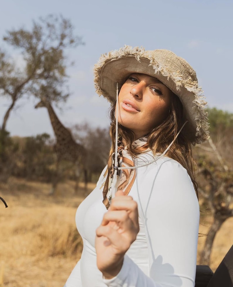 Hemp Safari Hat with String Adjustable Chin Strap • Unisex Eco-Friendly Sun Hat for Men & Women • Handmade Travel Hat • Festival Adventure Adult - Reg Med