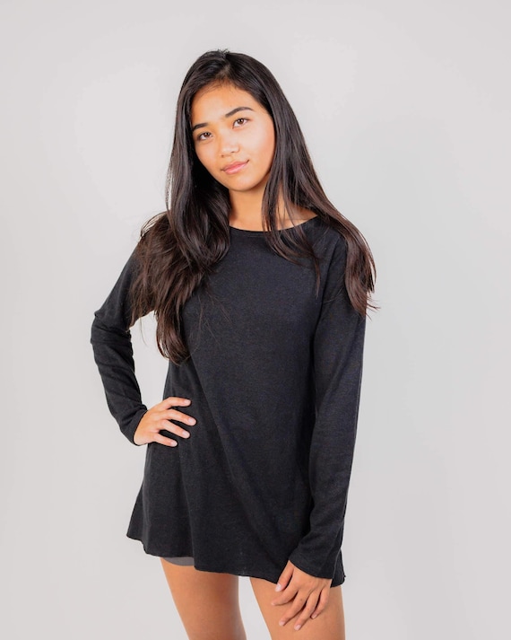 Chemise coupe decontractee a manches longues en chanvre pour femme haut en chanvre et coton biologique Haut fluide respectueux de l environnement chemise de tous les jours vetements Asatre en chanvre ...