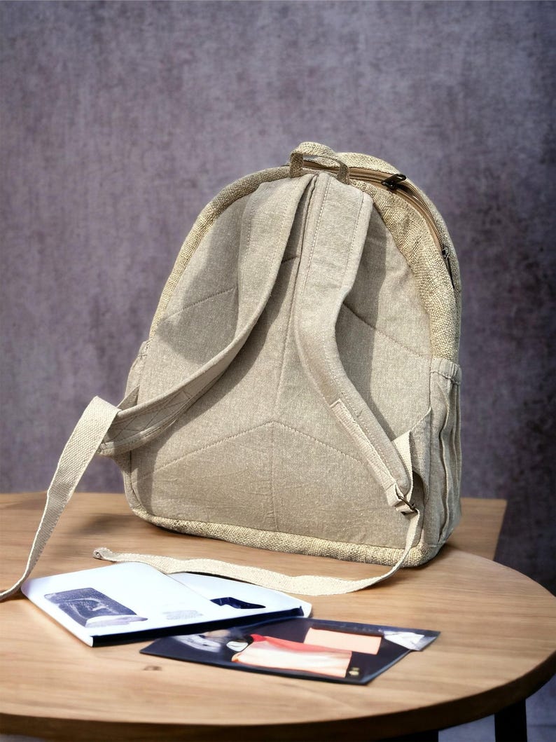 Hemp Mini Backpack Travel Daypack Hiking Bag Eco Friendly Organic Small Rucksack Nepal Himalayan Design Sustainable Accessory Everyday Carry image 8