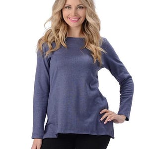 Hemp Womens Shirt •Organic Cotton Top Boho Clothing Style Sustainable Women Love Relaxed Fit• Eco Friendly Garment Natural Fabric Breathable Blue - Purple