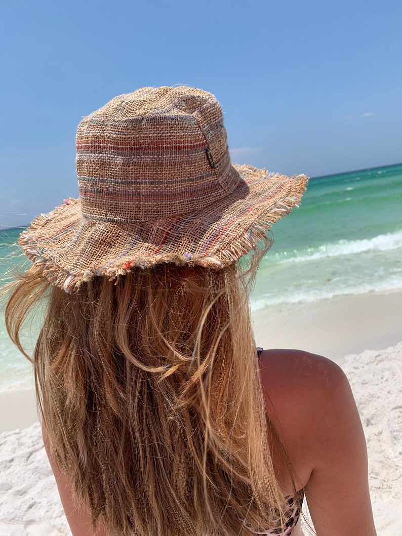 Hemp Sun Hat, Unisex Beach Sun Hat, The Ansley Sunhat, Asatre Natural Hippie Hat, Unisex, Handmade in Nepal, Eco-friendly Hat image 7