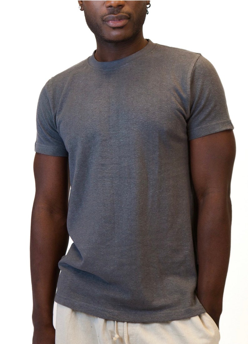 Men's Hemp T-Shirt, Hemp and Organic Cotton Urban Crew Shirt, Blue, Gray, Olive, Burgundy, Natural, or Black S-XXL Asatre Gray