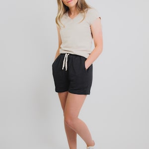 Women's Hemp Athletic Jersey Shorts, Hemp and Organic Cotton Casual Draw String Shorts Gray, Black S-XL image 4