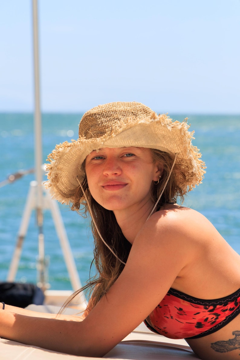 Hemp Safari Hat with String Adjustable Chin Strap • Unisex Eco-Friendly Sun Hat for Men & Women • Handmade Travel Hat • Festival Adventure image 13