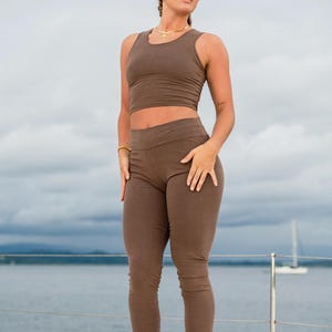Hemp Yoga Crop Tank • Athletic Sports Bra Alternative•Workout Clothing Natural Fabric Top Design Minimalist Style •Eco Friendly Cotton Blend image 12