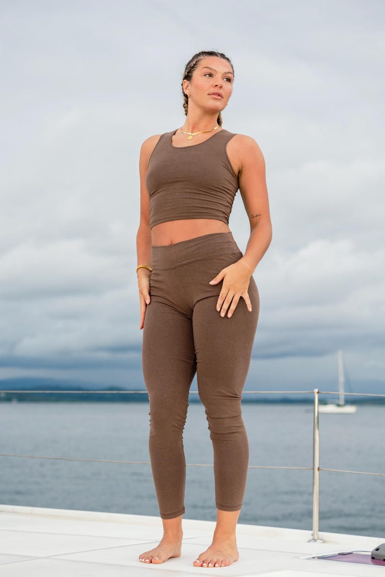Hemp Yoga Crop Tank • Athletic Sports Bra Alternative•Workout Clothing Natural Fabric Top Design Minimalist Style •Eco Friendly Cotton Blend image 12
