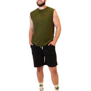 Men's Hemp Athleisure Jersey Shorts, Hemp and Organic Cotton Casual Shorts Olive, Gray, Black S-XXL image 7