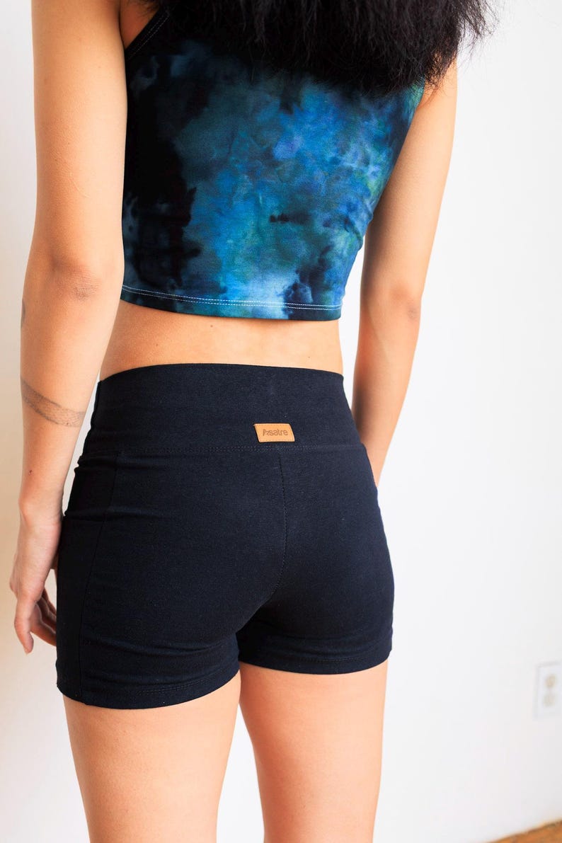 Hemp Yoga Shorts with Pockets • Thick Athletic Hemp Cotton Spandex Shorts • Non Toxic High Waist Workout Shorts • Eco-friendly Activewear image 11