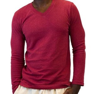 Natural Fiber Shirt Hemp Cotton Blend Vneck Design Mens Activewear Long Sleeve Style Eco Friendly Material Sustainable Fashion Choice Breathable Construction Comfortable Wear Versatile Layering Piece Urban Look Essential Wardrobe Item