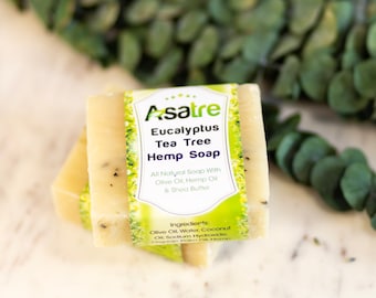 Savon à l'eucalyptus, arbre à thé antibactérien naturel fait main, savon à la menthe poivrée et au chanvre, savons au chanvre Asatre