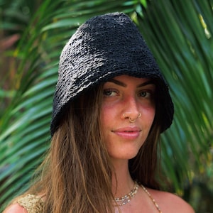 Hemp Crochet Floppy Sun Hat • Beach Festival Fashion Headpiece Style Bohemian • Headwear Natural Fiber Shade Protection Handmade Brim Summer