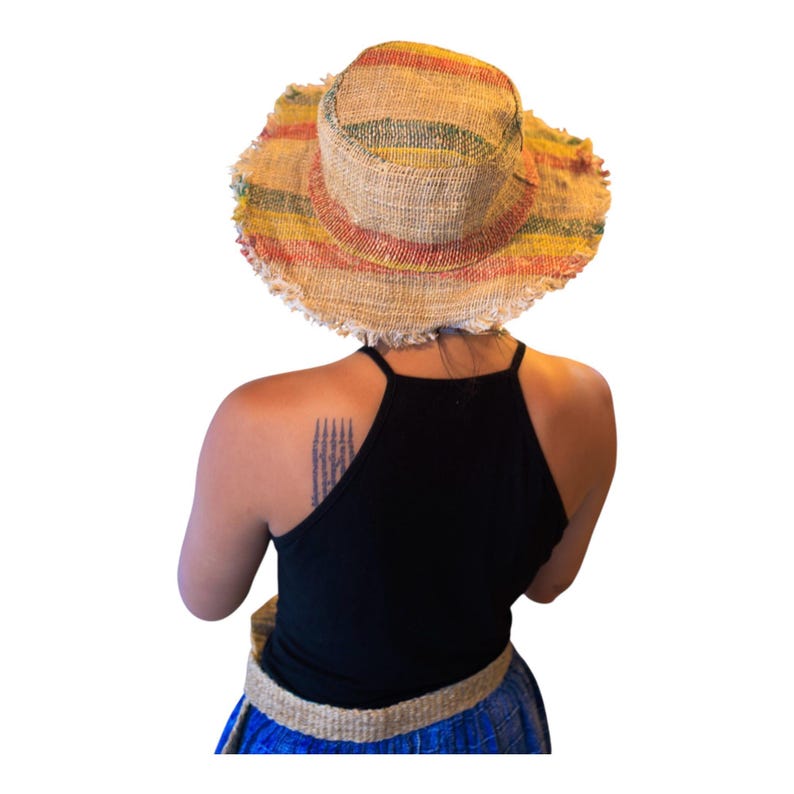 Bohemian Headwear Collection Hemp Material Hat Rasta Color Design Handmade Fashion Accessory Natural Fiber Construction Sun Protection Essential Beach Festival Style Unisex Summer Wear Red Yellow Green Striped Pattern Eco Friendly Option