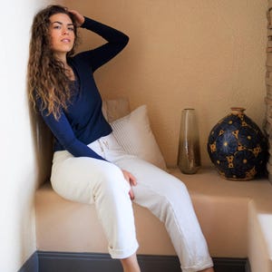 Hemp Cotton Shirt • Layering Top • Sustainable Clothing • Eco Friendly Hemp Blend Vneck • Athletic Wear Breathable Fabric Hiking Outdoor image 9
