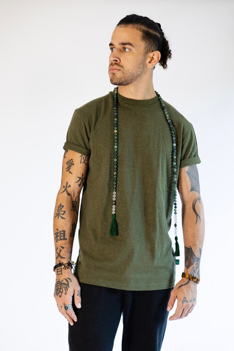 Men's Hemp T-Shirt, Hemp and Organic Cotton Urban Crew Shirt, Blue, Gray, Olive, Burgundy, Natural, or Black S-XXL Asatre Olive