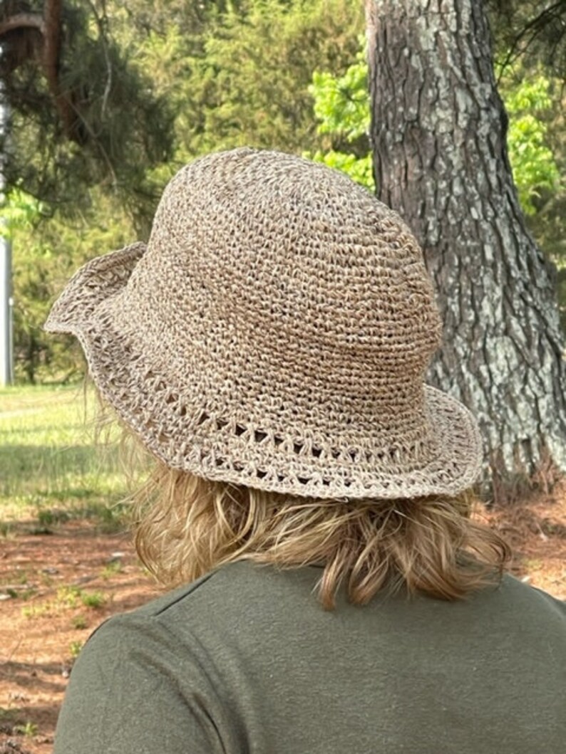 Hemp Hat, Organic Hemp Hat, Crochet Hemp Hat, Handmade Crochet Hat, Unisex Hat, Beach Hat, Natural Hat,Natural Dye Hemp Hat, Hemp Sun Hat image 8