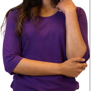 Hemp and Organic Cotton Shirt, Three-Qtr Length Sleeve Scoop Neck Hemp Shirt, Women's Hemp Clothing image 5