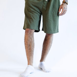 Men's Hemp Athleisure Jersey Shorts, Hemp and Organic Cotton Casual Shorts Olive, Gray, Black S-XXL Olive