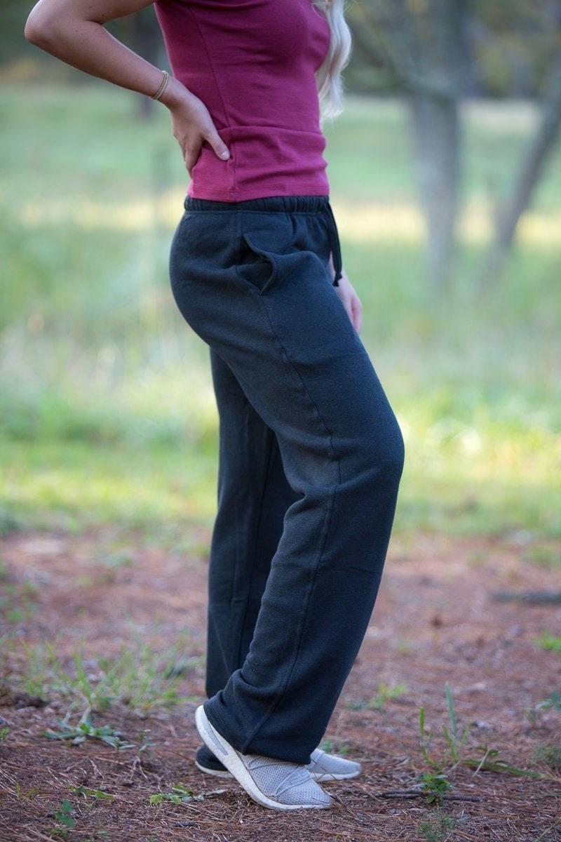 Black Bi-stretch Woven Fold Over Waist Straight Leg Pants