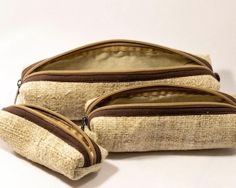 Hemp Zipper Pouch Pencil Bag Coin Case Eye Glass Storage Container Mini Organizer Travel Accessory Eco Friendly Sustainable Product Handmade
