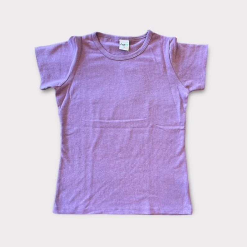 T-shirt classique à col rond en chanvre et coton biologique pour femmes, vêtements en chanvre respectueux de lenvironnement, chemise en chanvre Crew Lilac