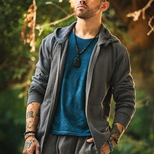 Hemp Zip Hoodie • Organic Cotton Unisex Sustainable Jacket • Asatre Hemp Activewear for Men • Eco Friendly Winter Natural Fiber Outerwear