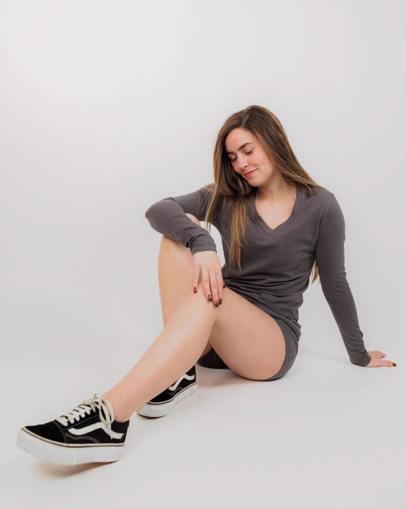 Hemp Cotton Shirt • Layering Top • Sustainable Clothing • Eco Friendly Hemp Blend Vneck • Athletic Wear Breathable Fabric Hiking Outdoor image 14