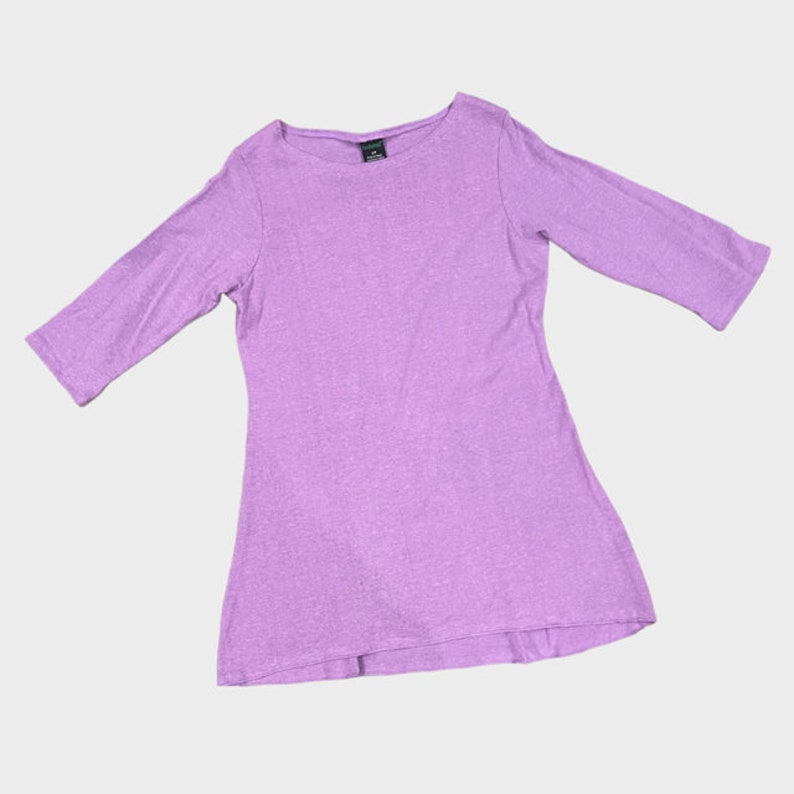 Women's Hemp and Organic Cotton Three Quarter Sleeve Relaxed Fit Top, Fluid Shirt XS-XXL Lilac