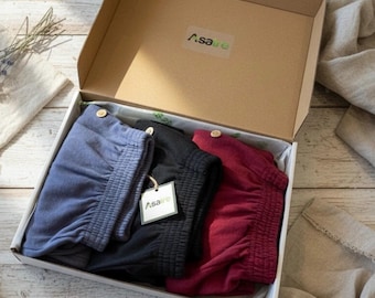 Boxer Shorts • Mens Hemp Boxers • Button Fly Boxer Shorts • Ecofriendly Hemp and Organic Cotton Underwear •  Boxer Gift Set of 3