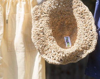 Organic Hemp Crochet Sun Hat: Handmade Natural Beach Hat