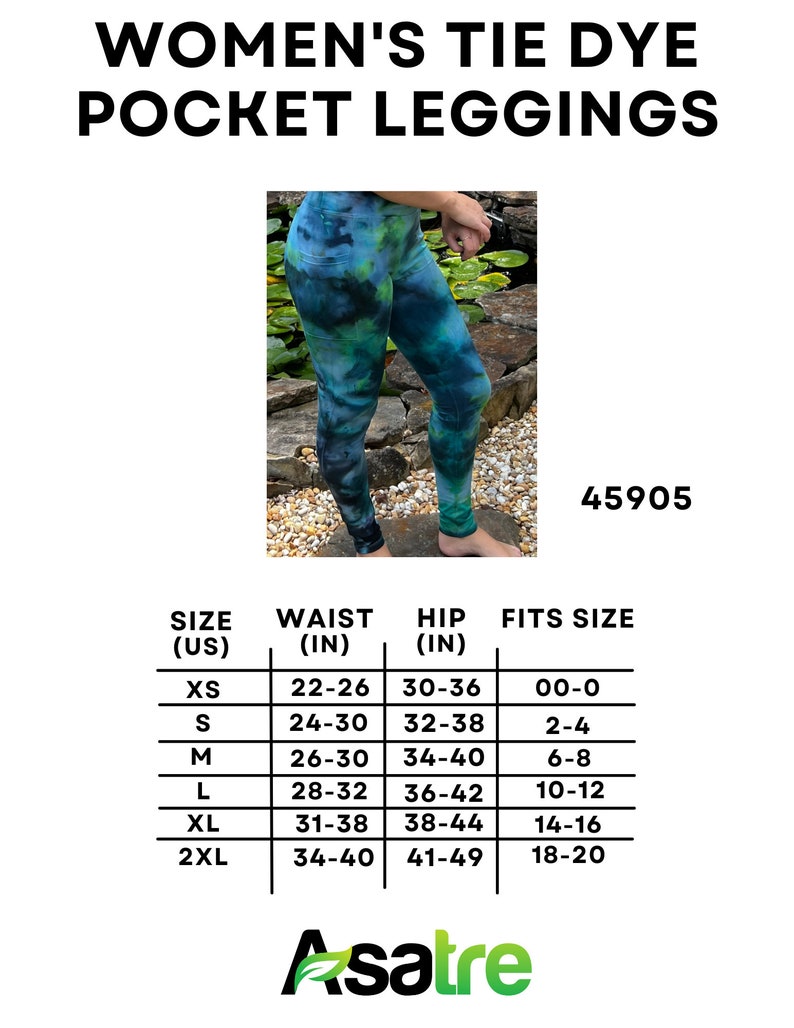 Hemp Leggings With Pockets Tie Dye, Hemp Athleisure, Yoga Tie Dye Pocket leggings Asatre Woman's Hemp Clothing image 6