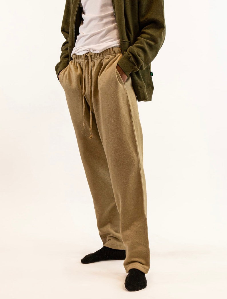 Men's Hemp and Organic Cotton Fleece Sweatpants Slim/Shorter Taupe