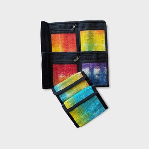 Hennep bi-fold tie-dye portemonnee, handgemaakte Himalaya hennep portemonnee, Asatre hennep portemonnee, Nepal portemonnee, herenportemonnee